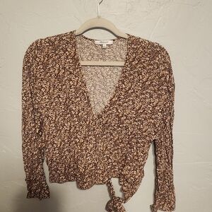 Women's Madewell Floral Print Top, Wrap Front, Large